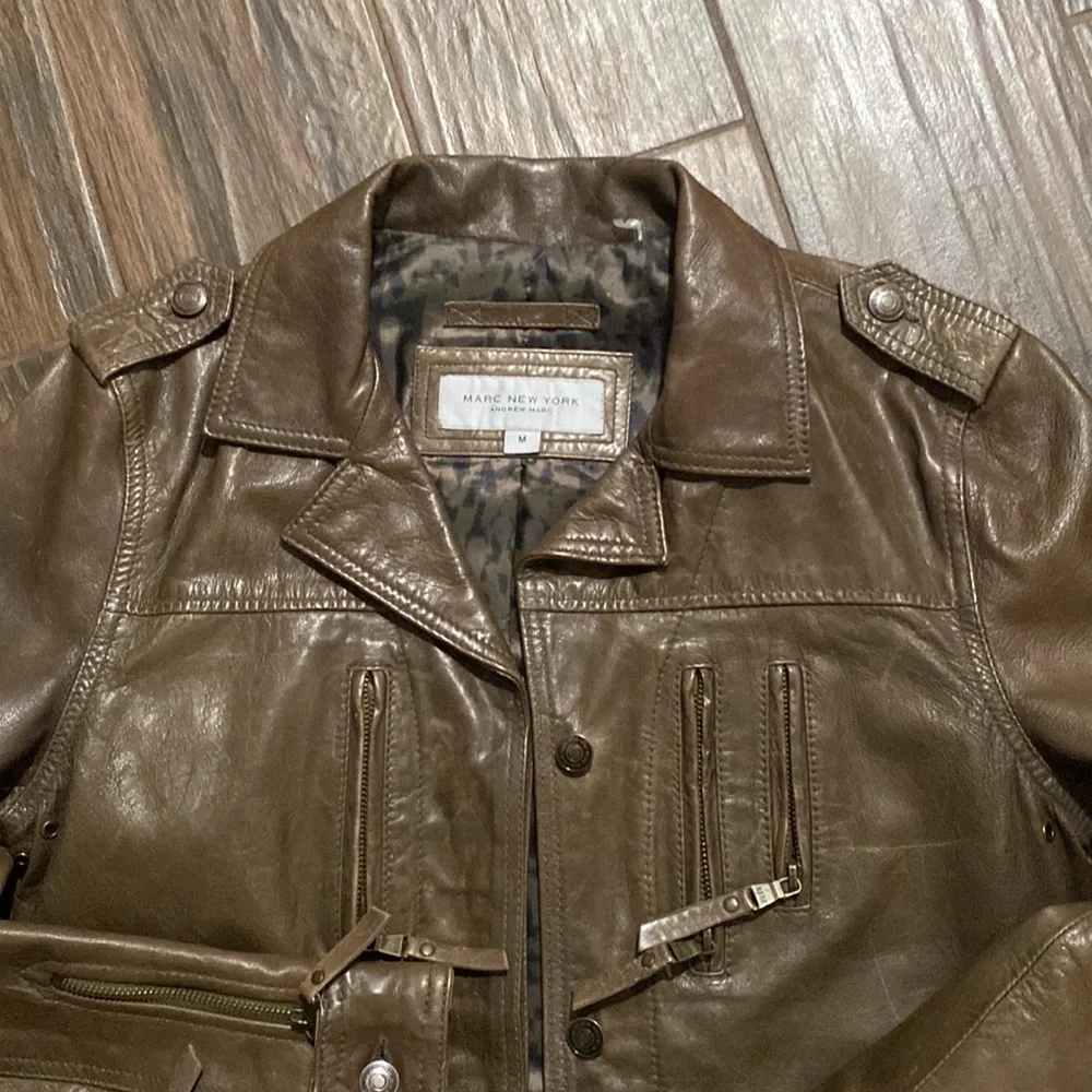 Marc New York by Andrew Marc leather green jacket